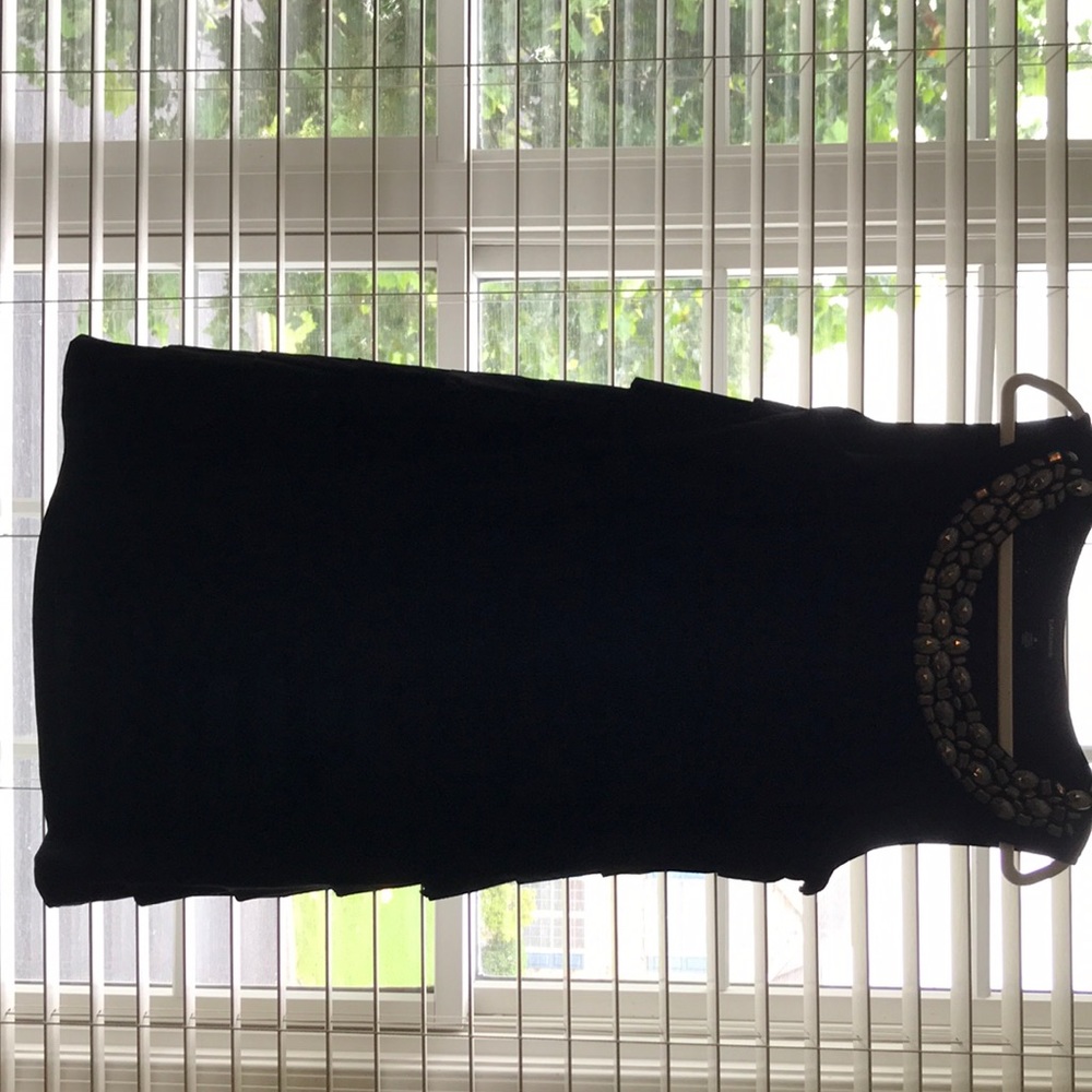 Black dress with rhinestone neck